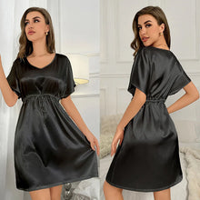 Load image into Gallery viewer, V-Neck Nightdress Loungewear Women Sleepwear Morning Gown Lingerie Sleepdress Robe Summer Nightgown Silky Satin Home Dress
