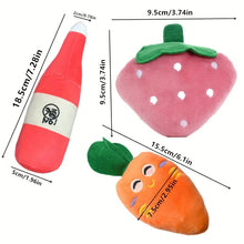 Load image into Gallery viewer, 10pcs Pet Teething Toys Puppy Chew Toys Puppy Teething Toys Stuffed Plush Puppy Dog Toys Squeaky Fruits Vegetables Design Toy
