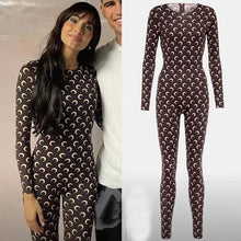 Load image into Gallery viewer, Women Jumpsuit Y2K Streetwear Moon Print Jumpsuit Elastic Long Sleeve Round Neck Autumn Sexy Fashion Bodysuit
