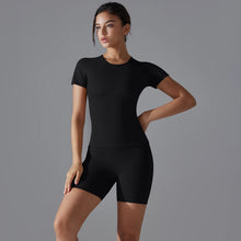 Load image into Gallery viewer, Yoga Set Women Sports Short Sleeve Top With High Waist Leggings Running Jogging Workout Clothes Sports Fitness Gym Sets
