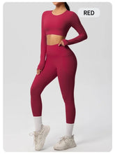 Load image into Gallery viewer, Yoga Gym Set Women Sports Impact Longline Strappy Top Fitness Overalls Sets Womens 2 Piece Sportswear Woman Gym Leggings Solid
