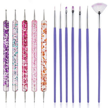Load image into Gallery viewer, Nail Art Brushes Nail Art Tool Set Nail Dotting Tools Nail Dust Brush Striping Long Lines Nail Drawing Pen Nail Design
