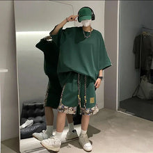 Load image into Gallery viewer, Sweatshirts Tracksuit T-shirts Shorts Suits For Men Spliced Graphic Sweatsuit Cotton Man Sets Luxury Offer Youthful Emo Kpop Xl
