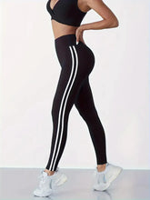Load image into Gallery viewer, Women's High-waist Slimming Leggings Side Stripe Pattern Breathable Yoga Pants Sportswear Athletic Apparel
