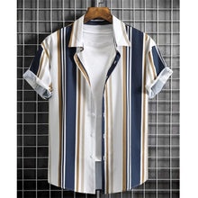 Load image into Gallery viewer, Hawaiian Shirts For Men 3d Striped Print Short Sleeve Shirts Summer Loose Casual Tops Simple Fashion Oversized Men Clothing
