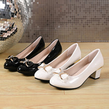 Load image into Gallery viewer, Women High Heels Low Heels Fashion Bling Bow patent leather Professional Casual Pumps Woman Wedding Party Shoes Large Size 42
