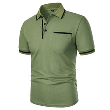 Load image into Gallery viewer, New Men's Short Sleeve Polo Shirts Solid Color Casual T-shirt Summer Trendy Breathable Loose Basic Splice Top Pockets Men Shirts
