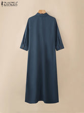 Load image into Gallery viewer, Elegant Lapel Solid Midi Dress
