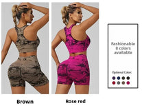 Load image into Gallery viewer, Women Seamless Tie Dye Yoga Set Quick Dry Sports Bra Shorts Lightweight Breathable Workout Outfit
