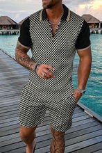 Load image into Gallery viewer, Summer Men's Tracksuit Short Sleeve Polo Shirt Set Fashion Luxury Chain Print Clothing 2 Pieces Casual Suit Streetwear Outfit
