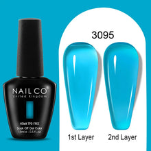 Load image into Gallery viewer, NAILCO 15ml Colorful Jelly Gel Nail Polish Gorgeous Color HEMA TPO FREE Soak Off UV LED Semi Permanent Long Wear Gel Varnish
