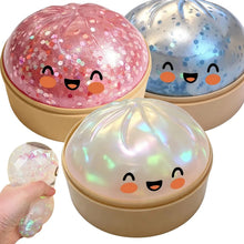 Load image into Gallery viewer, Premium Squishy Steamed Bun Dumpling Toy Slow Rising Glitter Stress Ball Stretchy Decompression Fidget Toy Desk Travel Gift ﻿
