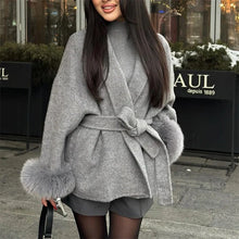 Load image into Gallery viewer, Fox Fur Woolen Coats Women's Short Coat Office Lady Removable Elegant Double-sided Wool Overcoat 2025 New Cardigan Jacket

