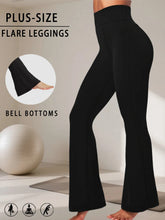 Load image into Gallery viewer, Plus Size Ladies High-Rise Flared Leggings for Yoga and Workout Features Tummy Control and a Stylish Bell-Bottom Design in Sizes
