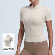 Load image into Gallery viewer, New Women's High-Elastic Yoga Jacket — Form-Fitting, "Naked-Feel" Running &amp; Fitness Top (Short Sleeve)
