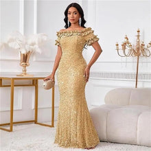 Load image into Gallery viewer, Elegant Off Shoulder Evening Gown, Party Cocktail Dress for Dinner Banquet
