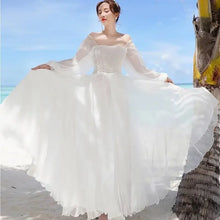 Load image into Gallery viewer, Dresses for Women Summer New Chiffon off-Shoulder Dress White Dress Vestido De Mujer
