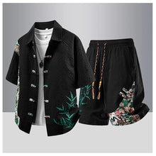 Load image into Gallery viewer, Summer Tracksuits Men Traditional Chinese Style Suit Shirt Shorts Tang Suit Male Fashion Casual Summer Sets
