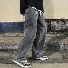 Load image into Gallery viewer, Men's Jeans Korean Version Student Casual Pants High Street Straight Loose Wide Leg Jeans Black Grey Blue Baggy Jeans
