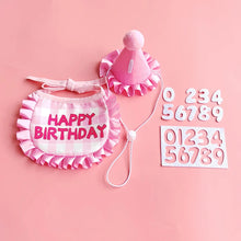 Load image into Gallery viewer, Pet Hat &amp; Bib Set for Cats Birthday , Kitty Party Dress-up Costume Accessories, Adjustable Bandana Photo Props for Celebration
