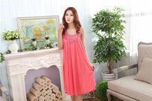 Load image into Gallery viewer, Embroidery Transparent Slip Sleepwear for Sleeping Big Size Night Dress Sexy Lingerie Nightgown Women Home Clothing
