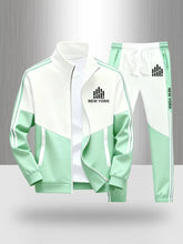 Load image into Gallery viewer, Tracksuit Men's New York Print 2 Piece Set Sportswear Color Block Zip Up Jacket and Jogger Pants Casual Striped Athletic Outfit
