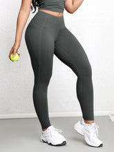 Load image into Gallery viewer, Women Leggings with Double Pockets Solid Color High Waist Butt Lifting Workout Tights Slim Elastic Pants Casual Wear
