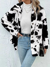 Load image into Gallery viewer, Women's Cow Print Double-sided Cashmere Coat Autumn Winter Loose Coats With Pockets Single Breasted Lapel Collar Plush Jacket
