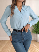 Load image into Gallery viewer, Elegant Layered V-Neck Office Blouse
