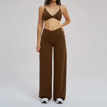 Load image into Gallery viewer, Yoga Set - Backless Bra + Cross Waist Wide Leg Pants Fitness Suit, Jogging Tracksuit Active Wear Workout Loungewear Sports Gym
