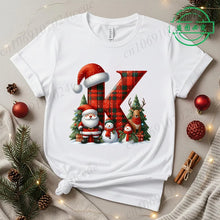 Load image into Gallery viewer, Festive Alphabet Holiday Casual Tee
