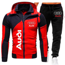Load image into Gallery viewer, Tracksuit Audi Car Logo Print Sportswear 2 Pieces Sets Warm Fleece Clothing Hooded Sweatshirt+Pants Sport Suit Audi Men Clothing
