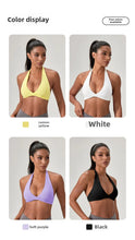 Load image into Gallery viewer, Strappy Bra for Women Open Back Halter Sports Bra Light Support Gym Crop Top Seamless Workout Yoga Top Bra Padded Bras
