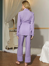 Load image into Gallery viewer, Wrap Belt V Neck Pajama Set
