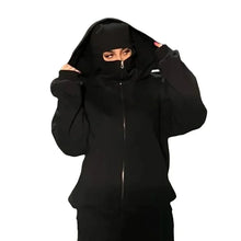 Load image into Gallery viewer, Men's face mask hoodie, windproof fleece-lined top, casual hoodie
