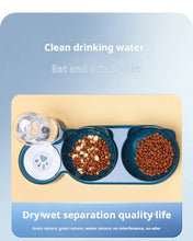 Load image into Gallery viewer, Pet Bowls With Water Feeder, 3 In 1 Ear Design Tilted Cat Water And Food Bowl Set With Gravity Water Bottle For Neck Protection
