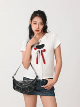 Load image into Gallery viewer, Heart Bow Lace Tee
