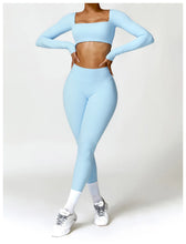 Load image into Gallery viewer, Summer 2PCS Yoga Suit Sports Set Women Quick-Dry Gym Set Women Tracksuit Running Workout Long Sleeve Sports Shirt Yoga Clothing
