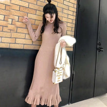 Load image into Gallery viewer, Elegant Knit Flounce Midi Dress
