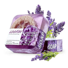 Load image into Gallery viewer, 100g Organic Lavender Oil Loofah Soap Natural Lemon Whitening Face Body Wash Bar Loofah Soap
