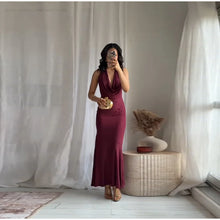 Load image into Gallery viewer, Vintage Deep V Sleeveless Evening Dress
