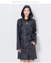 Load image into Gallery viewer, Fashion Women Thin Raincoat Poncho Ladies Waterproof Long Slim Raincoats Adults Outdoor Hiking  Windproof Rain Coat With Belt
