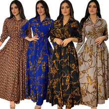 Load image into Gallery viewer, Women's Fashion  New Sexy Elegant Dress Temperament Digital Printing Long Shirt Dress Ladies Elegant Commuter Casual Dress
