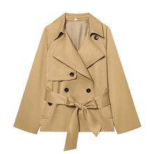 Load image into Gallery viewer, Women's Jackets Autumn 2026 New Fashion Short Trench Coats Chic Lapel Loose Elegant Women long-sleeved Warm Autumn Street Jacket
