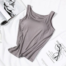 Load image into Gallery viewer, Women's Vest Tops With Built In Padded Bra Vest Slim Fit Tank Tops Sexy Shirts Feminino Casual Underlay Slimming Lingerie Top
