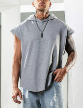 Load image into Gallery viewer, 2026 Men Tank Top  Fitness Training Pullover Leisure Fashion Sleeve Men's Hooded Vest Solid Color Tank Tops For Male
