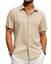 Load image into Gallery viewer, Mens Golf Shirts for Men Summer Beach Loose Shirt Button Down Short Sleeve Blouses Solid Print Casual Linen Shirts Streetwear

