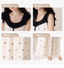 Load image into Gallery viewer, Newest Women Nightdress Female 100% Cotton Nightwear Floral Short Sleeve Sleepdress With Chest Pad
