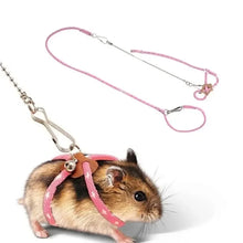 Load image into Gallery viewer, Pet Adjustable Soft Harness Bell Leash Set Mouse Hamster Ferrets Rat Pet Pig Leash Hamster Harness Rope Anti-bite Pet Walking
