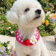 Load image into Gallery viewer, Pet Accessories Adjustable Flower Pet Scarf Bib Sweet Handmade Cat Strawberry Collar Decorative Cozy Cat Woven Bib Photo Shoots
